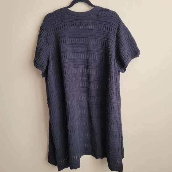 Lane Byrant Womens Cardigan Sweater Plus Size 26 28 Black Pointelle Tunic Length - Picture 8 of 11